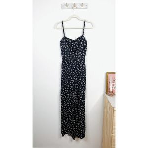 REFORMATION black cream floral print square neck sleeveless jumpsuit 2